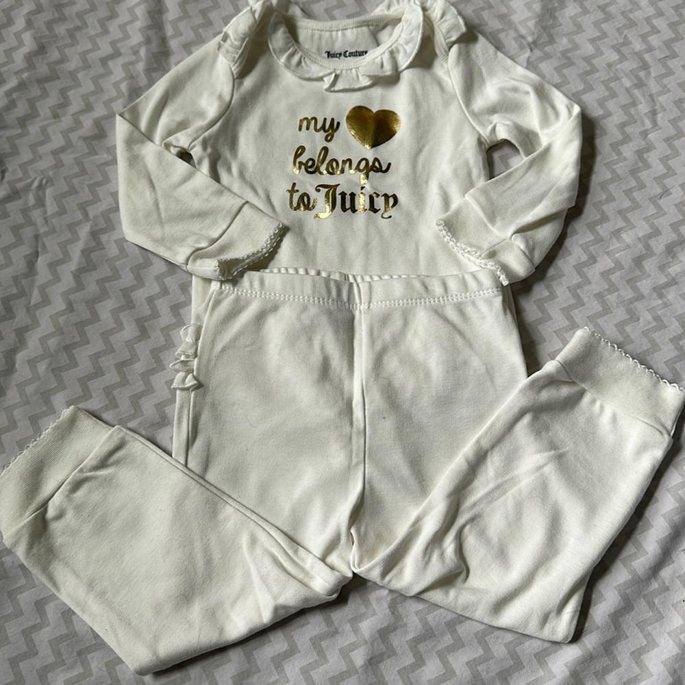 Baby Girls 18M Long Sleeve Ruffled Fleece Sweatshirt & Matching Jogger Pant Set